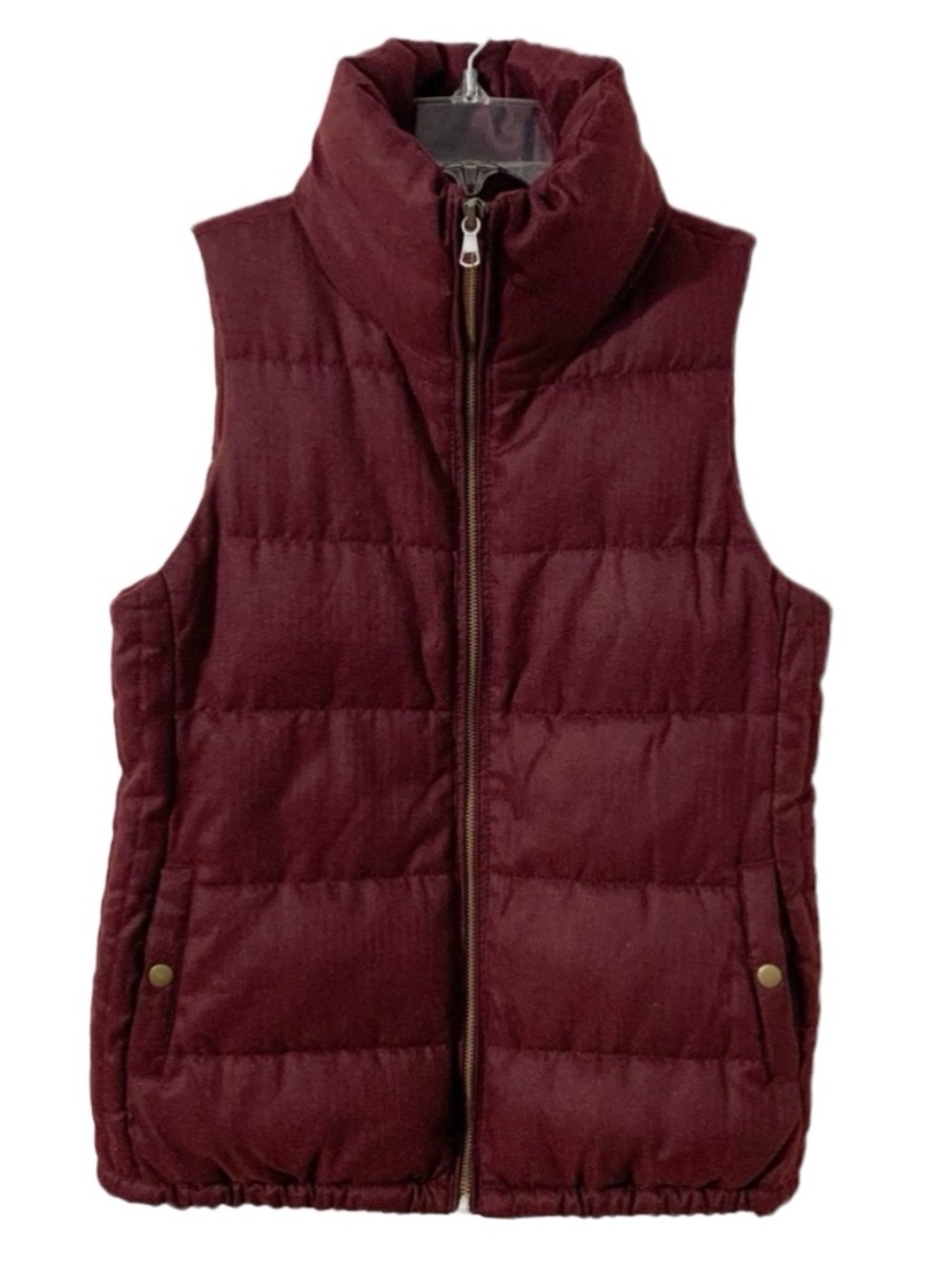 Old Navy Burgundy Puffer Vest Full Zip Fleece Lined Quilted Sleeveless Size XS
